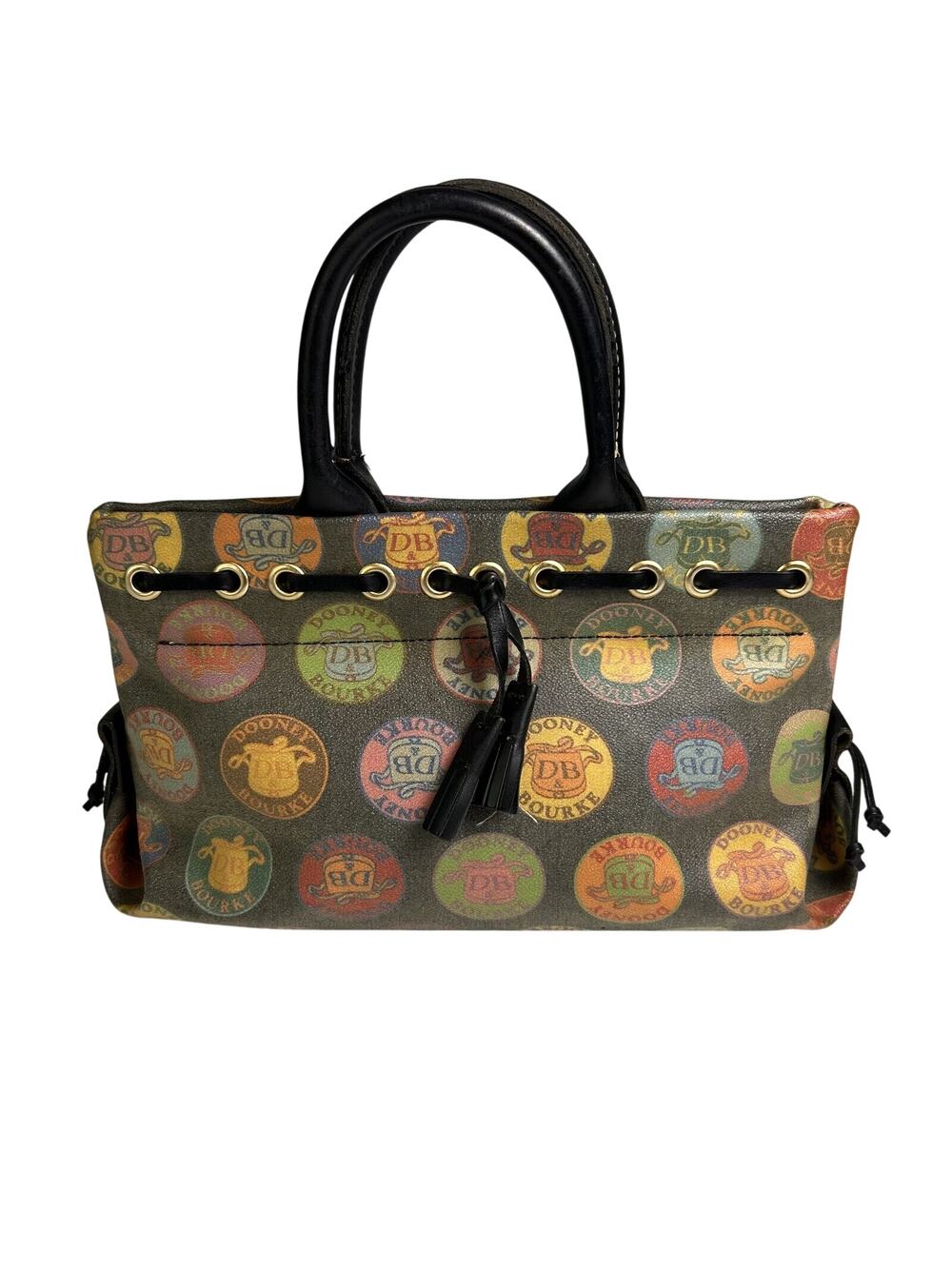 Dooney and Bourke Mini Bag Italian Leather Coated Cotton Colorful All Over Logo